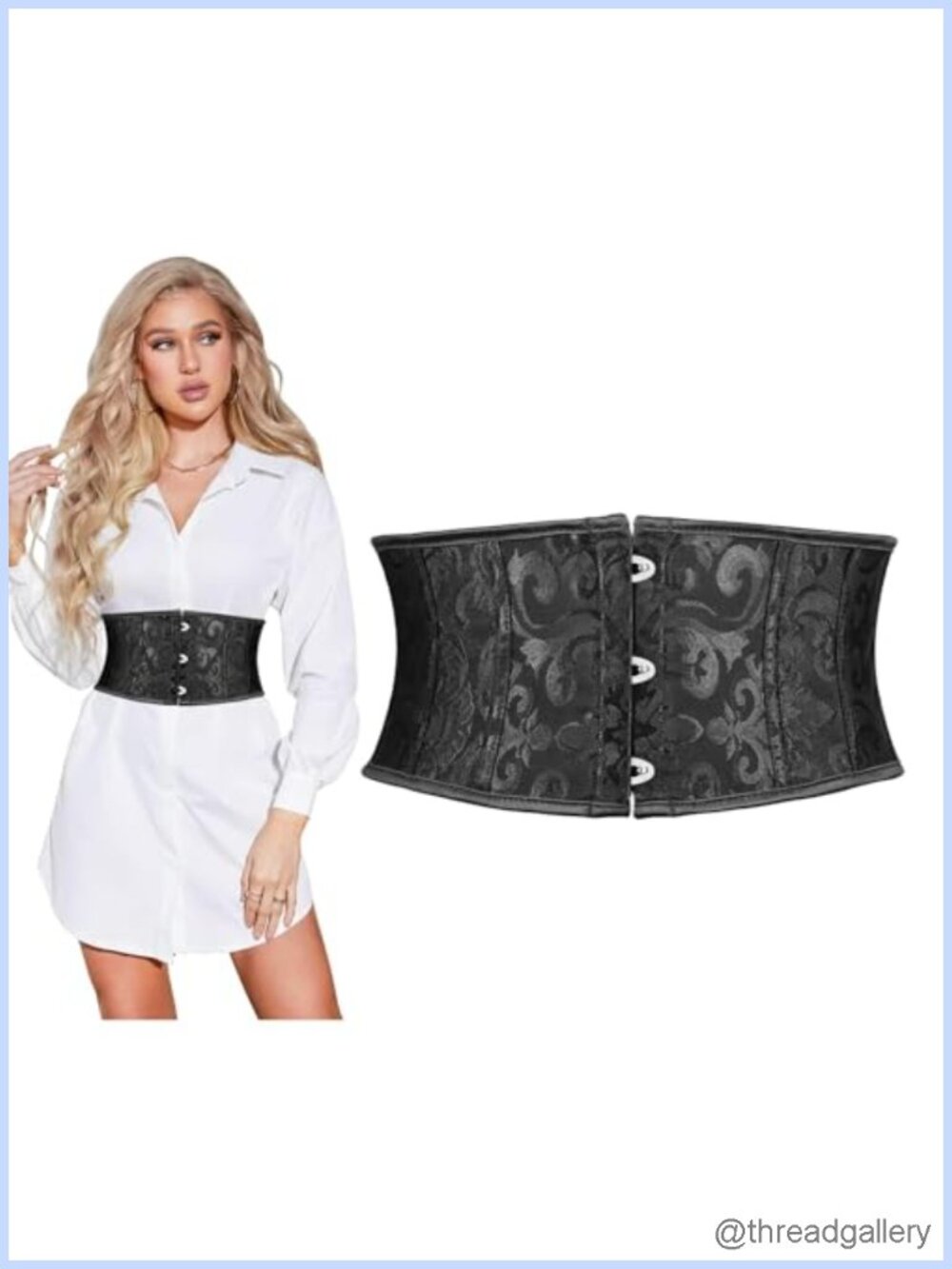 Jacquard Corset Belt Underbust Boned Lace Up Bustier Waspie Renaissance